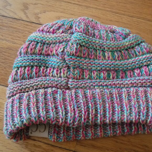 C.C. Kids Knit Winter Hat Beanie Pink Yellow Green - Picture 4 of 5